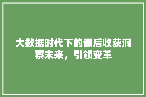 大数据时代下的课后收获洞察未来，引领变革