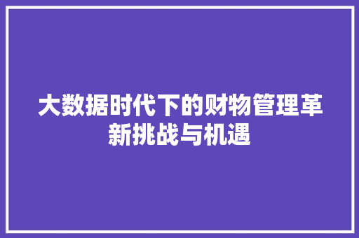 大数据时代下的财物管理革新挑战与机遇