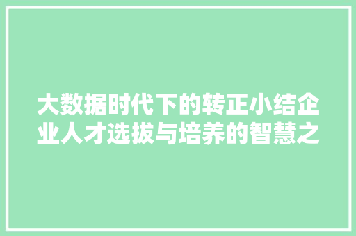 大数据时代下的转正小结企业人才选拔与培养的智慧之路