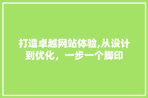 打造卓越网站体验,从设计到优化，一步一个脚印