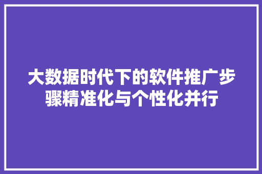 大数据时代下的软件推广步骤精准化与个性化并行 WordPress教程