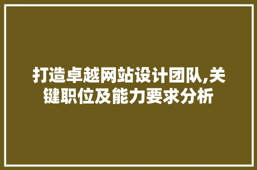 打造卓越网站设计团队,关键职位及能力要求分析
