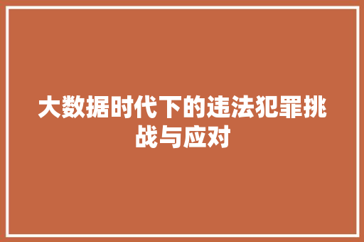大数据时代下的违法犯罪挑战与应对
