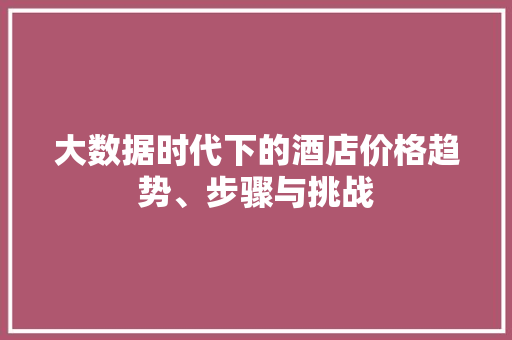 大数据时代下的酒店价格趋势、步骤与挑战