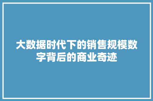 大数据时代下的销售规模数字背后的商业奇迹