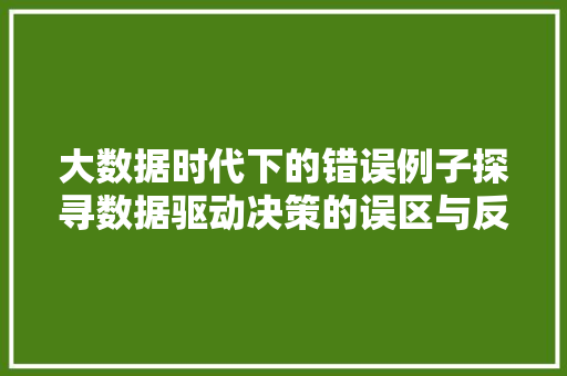大数据时代下的错误例子探寻数据驱动决策的误区与反思