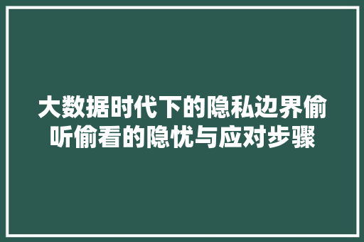 大数据时代下的隐私边界偷听偷看的隐忧与应对步骤