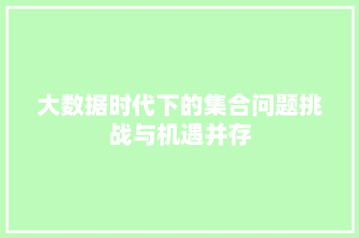 大数据时代下的集合问题挑战与机遇并存
