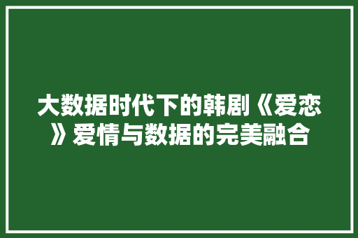 大数据时代下的韩剧《爱恋》爱情与数据的完美融合