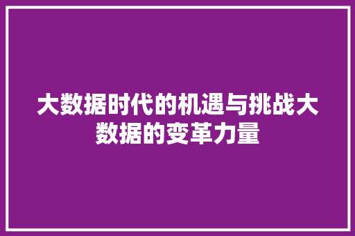 大数据时代的机遇与挑战大数据的变革力量