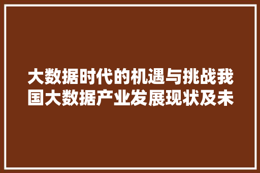 大数据时代的机遇与挑战我国大数据产业发展现状及未来趋势