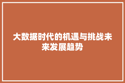 大数据时代的机遇与挑战未来发展趋势