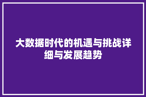大数据时代的机遇与挑战详细与发展趋势