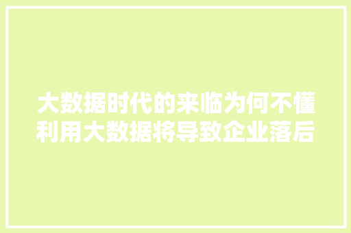 大数据时代的来临为何不懂利用大数据将导致企业落后