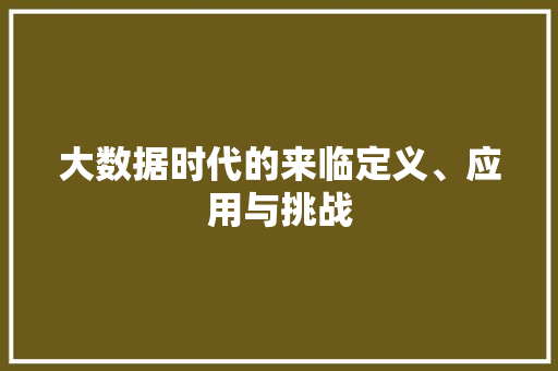 大数据时代的来临定义、应用与挑战