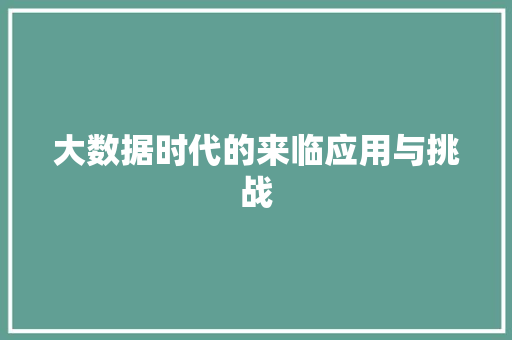 大数据时代的来临应用与挑战 建站教程