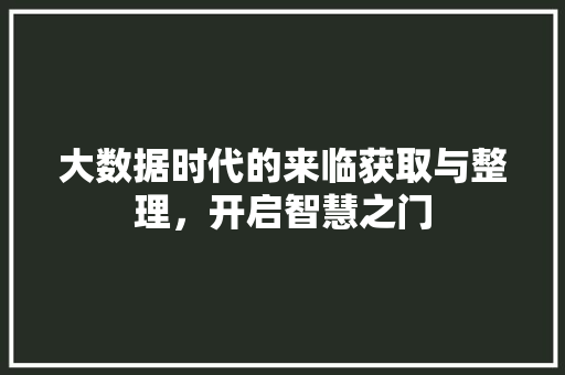 大数据时代的来临获取与整理，开启智慧之门