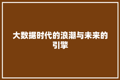 大数据时代的浪潮与未来的引擎