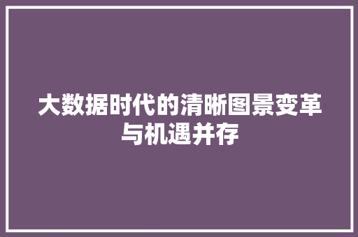 大数据时代的清晰图景变革与机遇并存 大数据时代的清晰图景变革与机遇并存