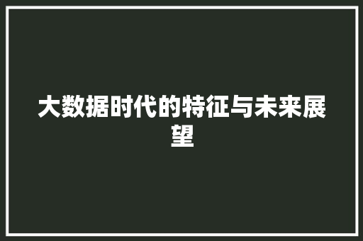 大数据时代的特征与未来展望 建站教程