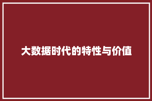 大数据时代的特性与价值