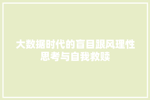 大数据时代的盲目跟风理性思考与自我救赎