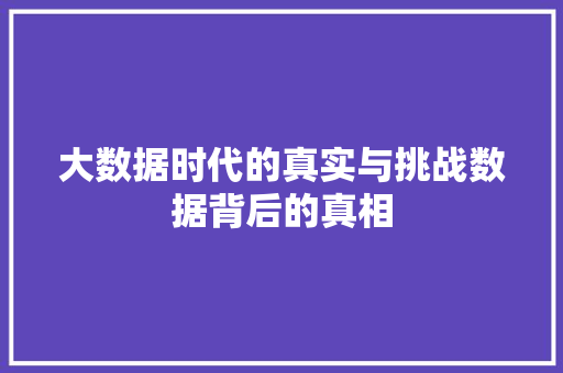 大数据时代的真实与挑战数据背后的真相