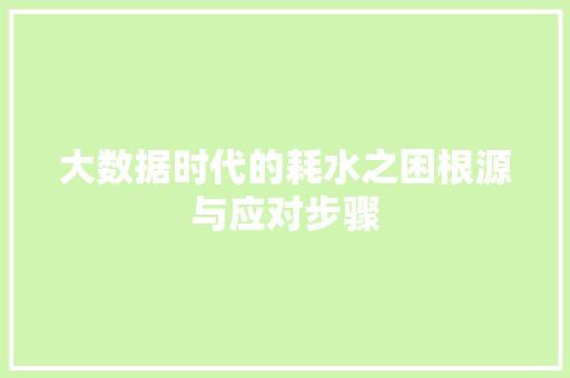 大数据时代的耗水之困根源与应对步骤