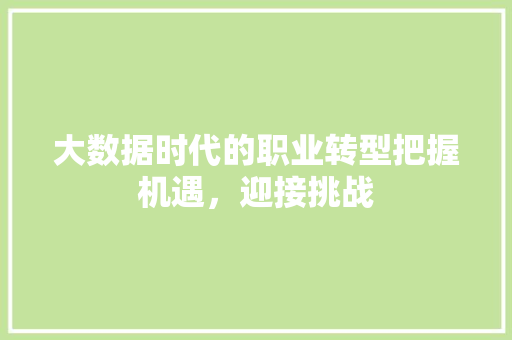 大数据时代的职业转型把握机遇，迎接挑战
