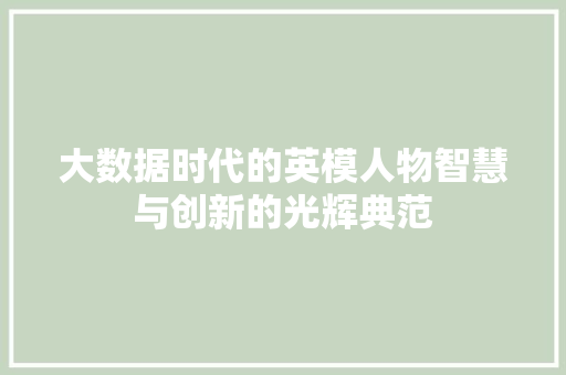 大数据时代的英模人物智慧与创新的光辉典范