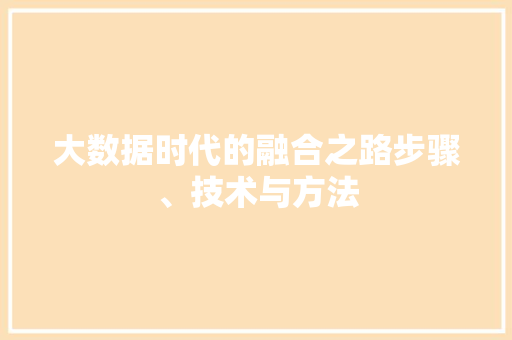 大数据时代的融合之路步骤、技术与方法