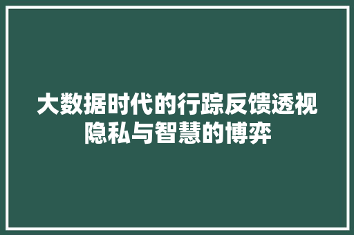 大数据时代的行踪反馈透视隐私与智慧的博弈