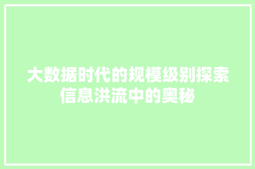 大数据时代的规模级别探索信息洪流中的奥秘
