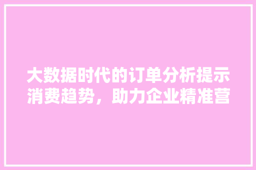 大数据时代的订单分析提示消费趋势，助力企业精准营销