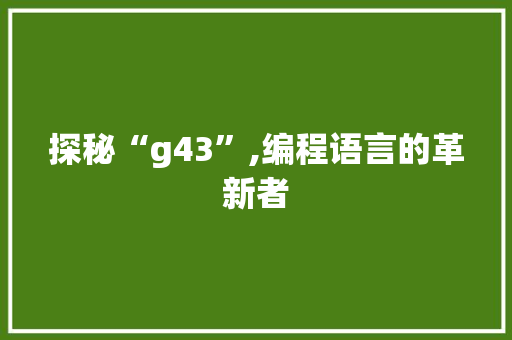 探秘“g43”,编程语言的革新者