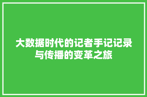 大数据时代的记者手记记录与传播的变革之旅