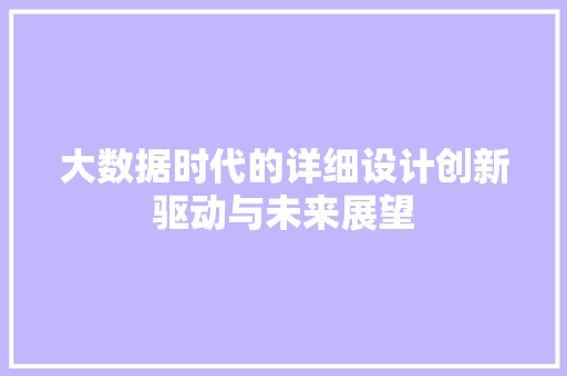 大数据时代的详细设计创新驱动与未来展望