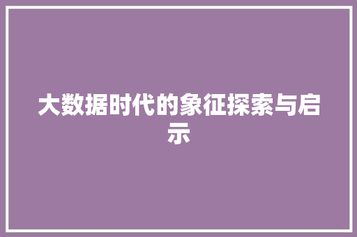 大数据时代的象征探索与启示