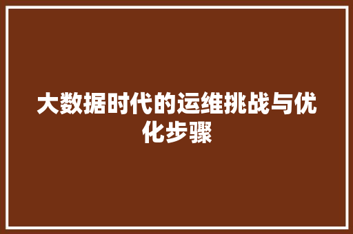 大数据时代的运维挑战与优化步骤