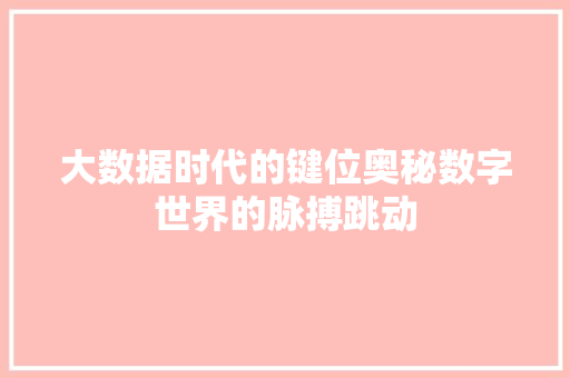 大数据时代的键位奥秘数字世界的脉搏跳动