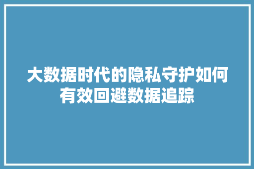 大数据时代的隐私守护如何有效回避数据追踪