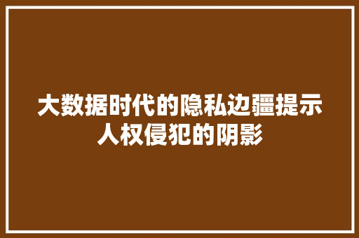 大数据时代的隐私边疆提示人权侵犯的阴影
