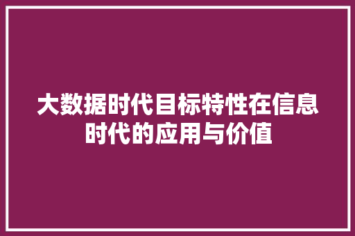 大数据时代目标特性在信息时代的应用与价值