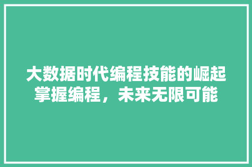 大数据时代编程技能的崛起掌握编程，未来无限可能