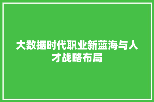 大数据时代职业新蓝海与人才战略布局