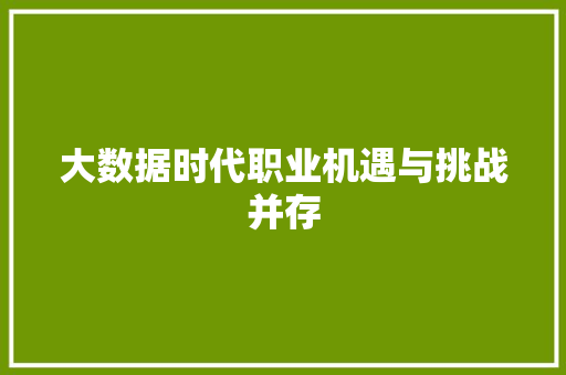 大数据时代职业机遇与挑战并存