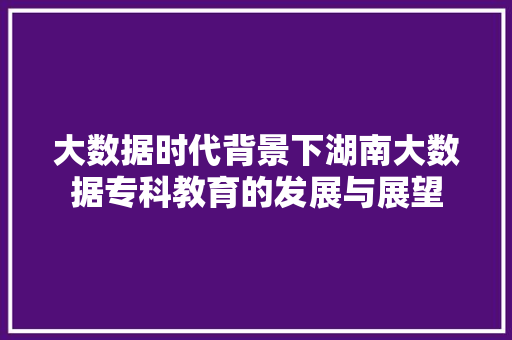 大数据时代背景下湖南大数据专科教育的发展与展望