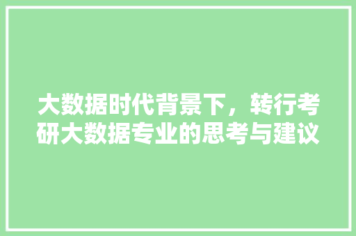 大数据时代背景下，转行考研大数据专业的思考与建议
