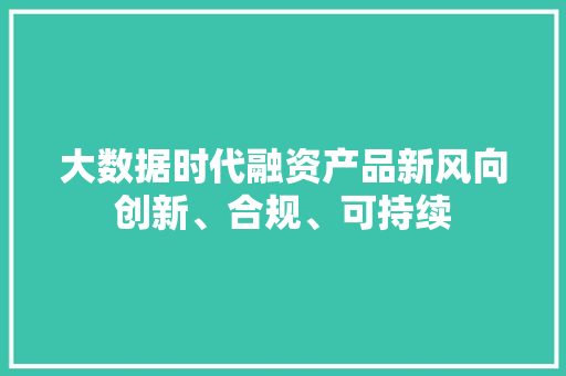 大数据时代融资产品新风向创新、合规、可持续
