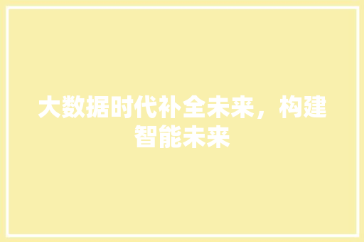 大数据时代补全未来，构建智能未来